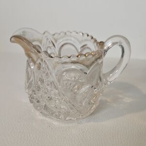 Early American Pattern Glas Heart With Thumbprint Pattern Individual Creamer